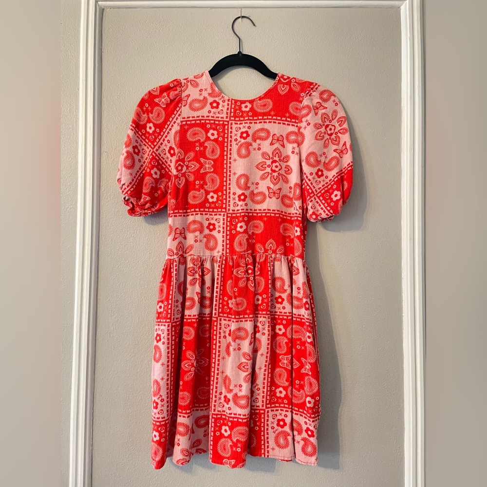 LISA SAYS GAH | red bandana print mini dress